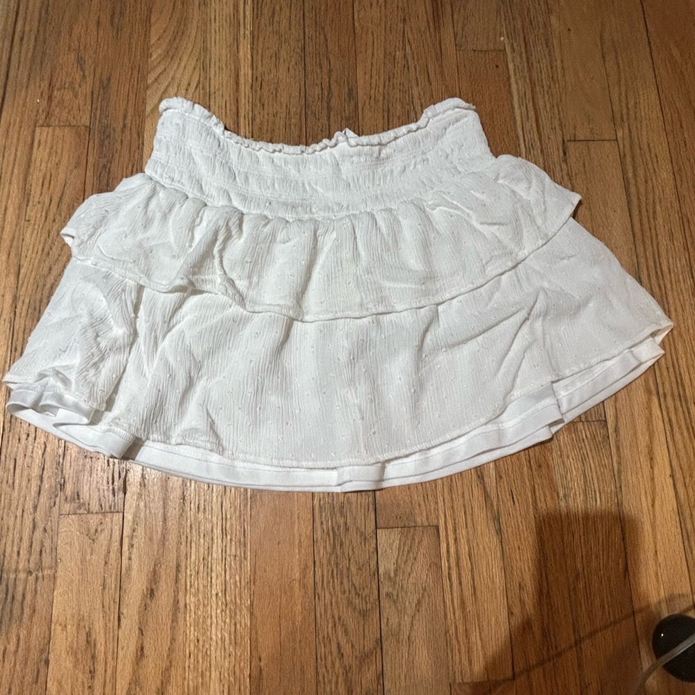 Altard State White Mini Skirt Flowy Tiered Smocked Size L - Picture 3 of 5